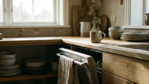 kitchen with dishwasher door open